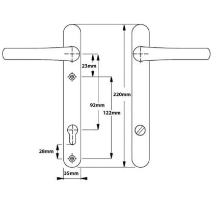 Mila Pro Secure TS007 2* Lever Lever UPVC Multipoint Door Handles -  92mm PZ Sprung 122mm Screw Centres - Image 2