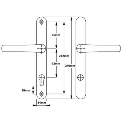 Mila Pro Secure TS007 2* Lever Lever UPVC Multipoint Door Handles -  92mm PZ Sprung 212mm Screw Centres - Image 2