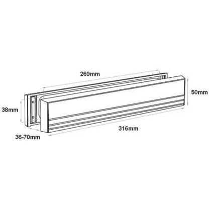 Paddock Slim Master 12" Telescopic Letterplate for UPVC Doors - 36-70mm