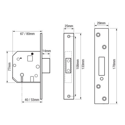 (Ex Chubb) Union 3G114 Non British Standard 5 Lever Mortice Deadlock - Image 2