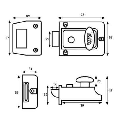ERA 133/135/136 60mm Traditional Non Deadlocking Nightlatch - Image 2