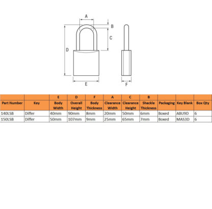 Master 40mm Long Shackle Brass Padlock - Image 2