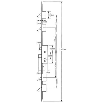 Winkhaus Cobra Latch Deadbolt 4 Hooks Lift Lever and Split Spindle Multipoint Door Lock - Image 10
