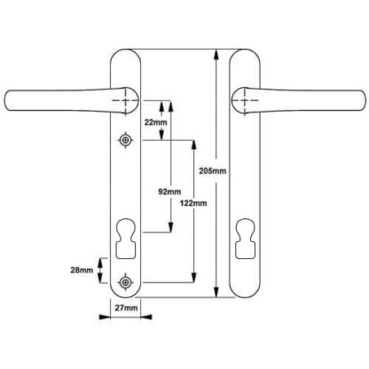 ERA Invincible Surefire Lever Lever UPVC Multipoint Door Handles -  92mm PZ 122mm Screw Centres - Image 2