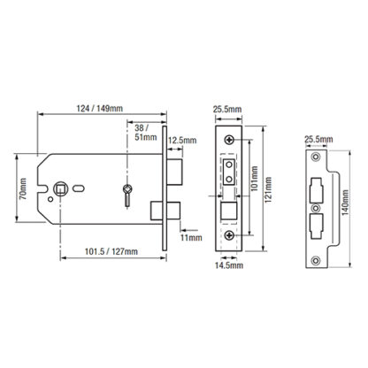 Union 2026 Horizontal Bathroom Mortice Sashlock - Image 2