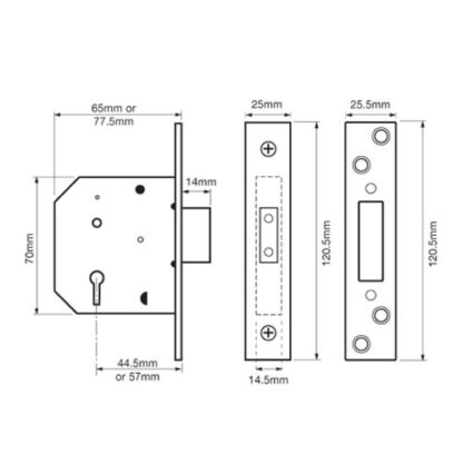 Union 2101 Non British Standard 5 Lever Mortice Deadlock - Image 2