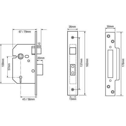 Union 2200 Strongbolt British Standard 5 Lever Mortice Sashlock - Image 2