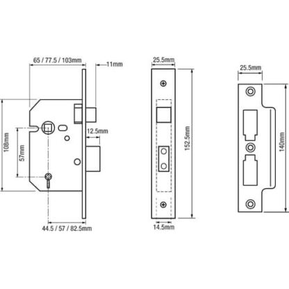Union 2226 Bathroom Mortice Sashlock - Image 2