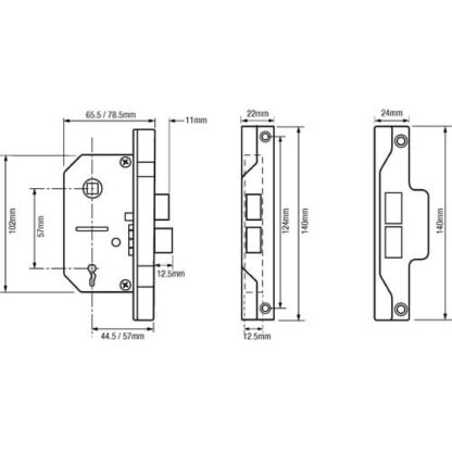 Union 2242 Rebated 2 Lever Mortice Sashlock - Image 9