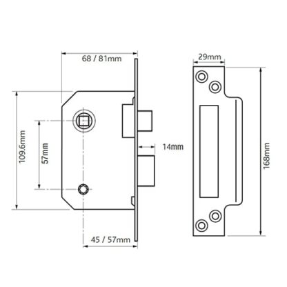 Union 22WC Strongbolt Bathroom Mortice Sashlock - Image 2