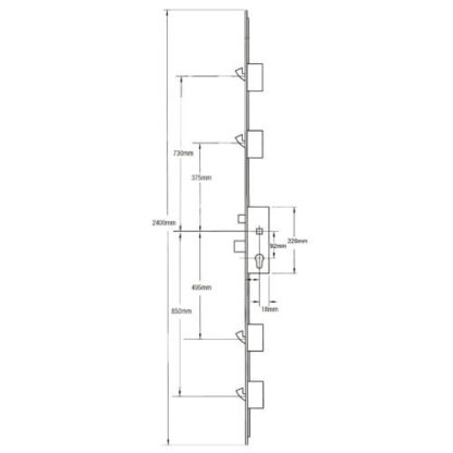 Maco Latch Deadbolt and 4 Hooks Multipoint Door Lock - Image 2