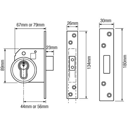 Era 233 British Standard Euro Mortice Deadlock Kit Complete With Euro Key & Turn Cylinder - Image 2