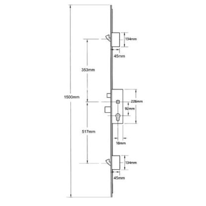 Maco Latch Deadbolt 2 Hooks Multipoint Door Lock - Option 2 - Image 2