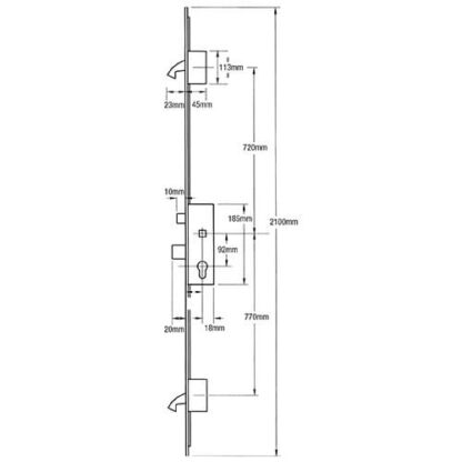 Winkhaus AV2 + Latch Deadbolt 2 Hooks Flat 16mm Faceplate Autolocking Multipoint Door Lock - Image 2