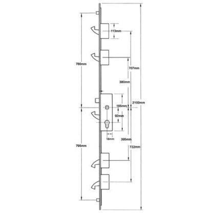 Winkhaus Scorpion Latch 5 Hooks 2 Rollers Split Spindle Multipoint Door Lock - Image 2