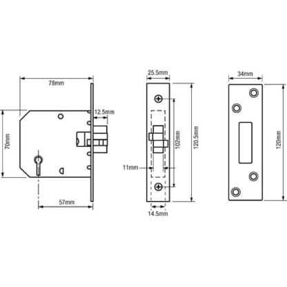Union 2401 Sliding Non British Standard 5 Lever Mortice Clawbolt - Image 8