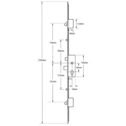 Winkhaus Cobra Latch Deadbolt 2 Hooks 2 Roller Cam Split Spindle Multipoint Door Lock - Image 2