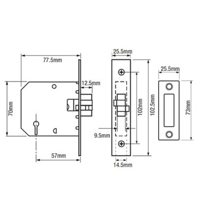 Union 2477 Sliding 3 Lever Mortice Clawbolt - Image 2