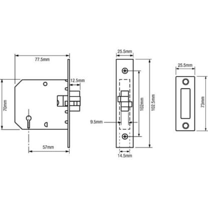 Union 2477 Sliding 3 Lever Mortice Clawbolt - Image 8