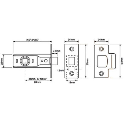 Union Essential Mortice Tubular Latch - Image 3