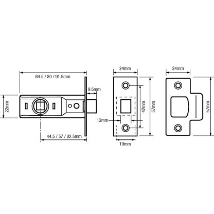 Union 2648 Mortice Tubular Latch - Image 2