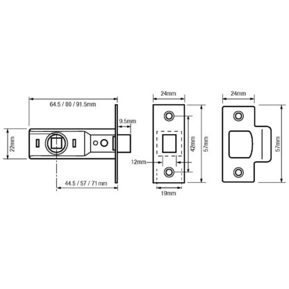 Union 2648 Mortice Tubular Latch - Image 3