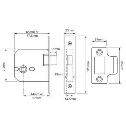 Union 2677 Small Case Mortice Latch - Image 2