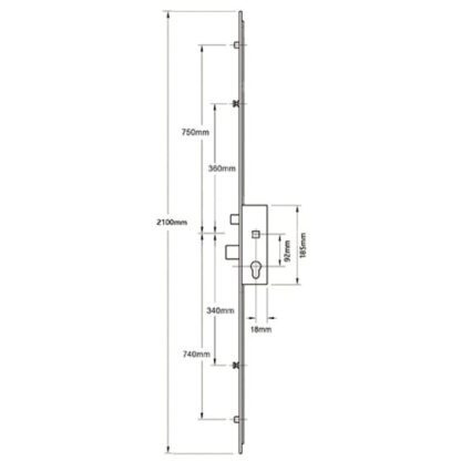 Winkhaus Cobra Latch Deadbolt 2 Rollers 2 Mushrooms Split Spindle Multipoint Door Lock - Image 2