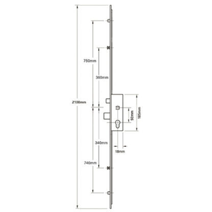 Winkhaus Cobra Latch Deadbolt 2 Rollers 2 Mushrooms Split Spindle Multipoint Door Lock - Image 9
