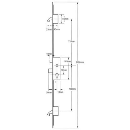 Winkhaus Trulock 45/92 Latch Deadbolt 2 Hooks 20mm Faceplate Lift Lever Multipoint Door Lock - Image 2