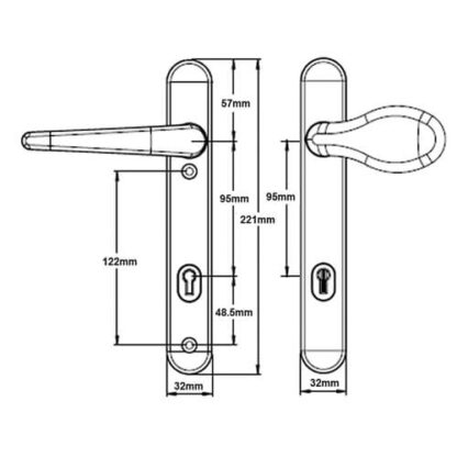 Era Vectis Classic Lever Moveable Pad UPVC Multipoint Door Handles - 95mm PZ Sprung 122mm Screw Centres - Image 3
