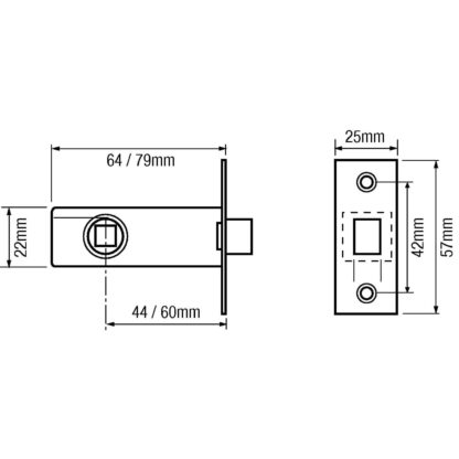 Legge 3721/3722 Mortice Tubular Latch - Image 2