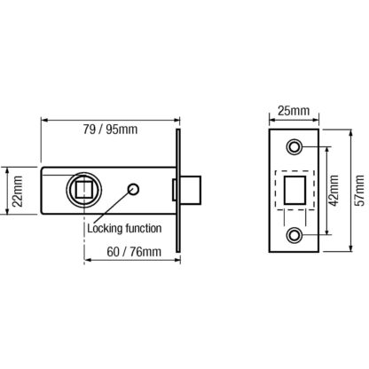 Legge 3722LK/3724LK Locking Mortice Tubular Latch - Image 2