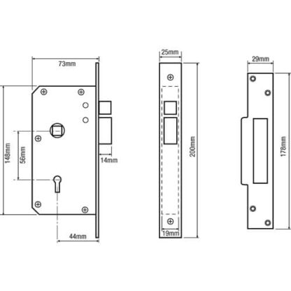 (Ex Chubb) Union 3K70 Non British Standard 5 Lever Mortice Sashlock - Image 2