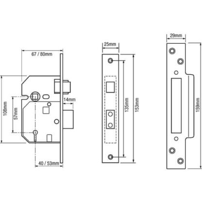 (Ex Chubb) Union 3K74 Non British Standard 5 Lever Mortice Sashlock - Image 2