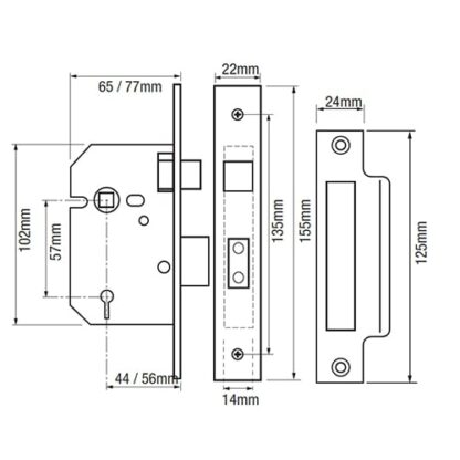 ERA 471 3 Lever Mortice Sashlock - Image 2