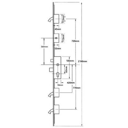 Winkhaus Cobra Latch DB 3 Hooks Split Spindle Entry Guard F16 Multipoint Door Lock - Image 2