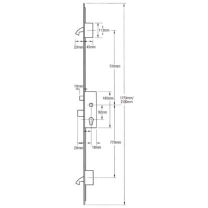 Winkhaus Cobra Latch Deadbolt 2 Hooks Multipoint Door Lock - 20mm Faceplate - Image 4
