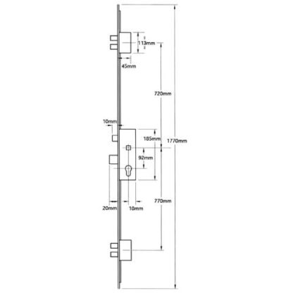Winkhaus Thunderbolt Latch 5 Deadbolts Pyro 20mm Radius Faceplate Split Spindle Multipoint Door Lock - Image 2