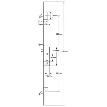 Winkhaus AV2 Latch Only 2 Hooks Multipoint Door Lock - Autolocking - Image 2