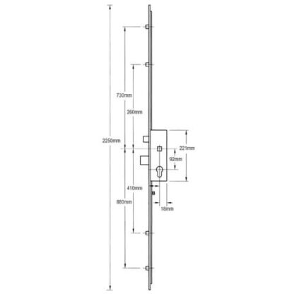 ERA Latch Deadbolt 4 Rollers Split Spindle Multipoint Door Lock - Option 1 (top roller to spindle = 730mm) - Image 2