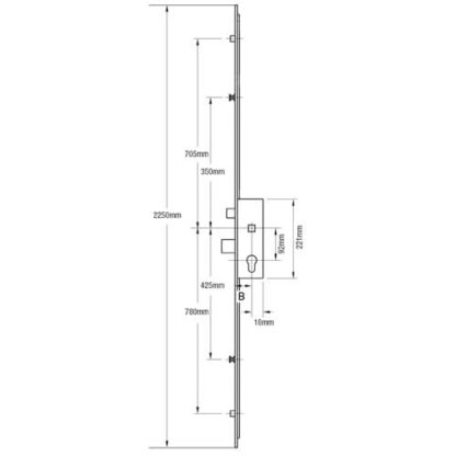 ERA Latch Deadbolt 2 Rollers 2 Mushrooms Split Spindle Multipoint Door Lock - Option 1 (top roller to spindle = 730mm) - Image 2