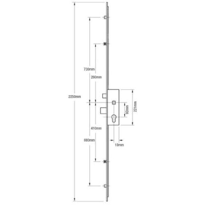 ERA Latch Deadbolt 2 Rollers 2 Mushrooms Split Spindle Multipoint Door Lock - Option 1 (top roller to spindle = 730mm) - Image 2
