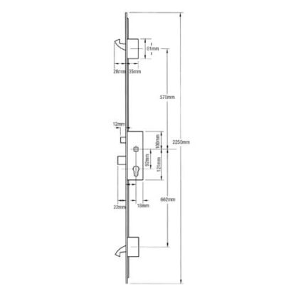 ERA Latch Deadbolt 2 Small Hooks Split Spindle Multipoint Door Lock - Option 1 (top hook to spindle = 570mm) - Image 2