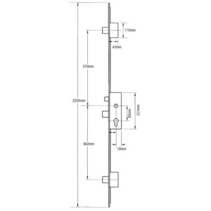 ERA Latch 3 Deadbolts Split Spindle Multipoint Door Lock - Option 1 (top deadbolt to spindle = 570mm) - Image 2