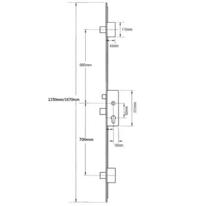 ERA Latch 3 Deadbolts Split Spindle Multipoint Door Lock - Option 2 (top deadbolt to spindle = 680mm) - Image 2