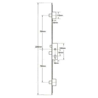 GU Secury A2 Latch 3 Deadbolts Auto Locking Multipoint Door Lock (top deadbolt to spindle = 700mm) - Image 2