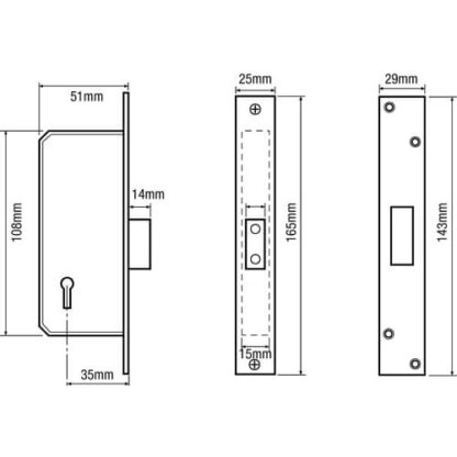 TWH Legge Replacement 5511 Non British Standard 5 Lever 2" Mortice Deadlock - Image 2