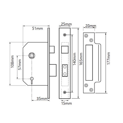 TWH Legge Replacement 5512 Non British Standard 5 Lever 2" Mortice Sashlock - Image 2