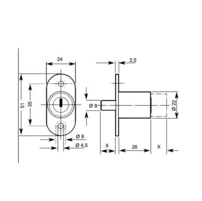 Lowe & Fletcher 5860 Sliding Push Lock - Image 2